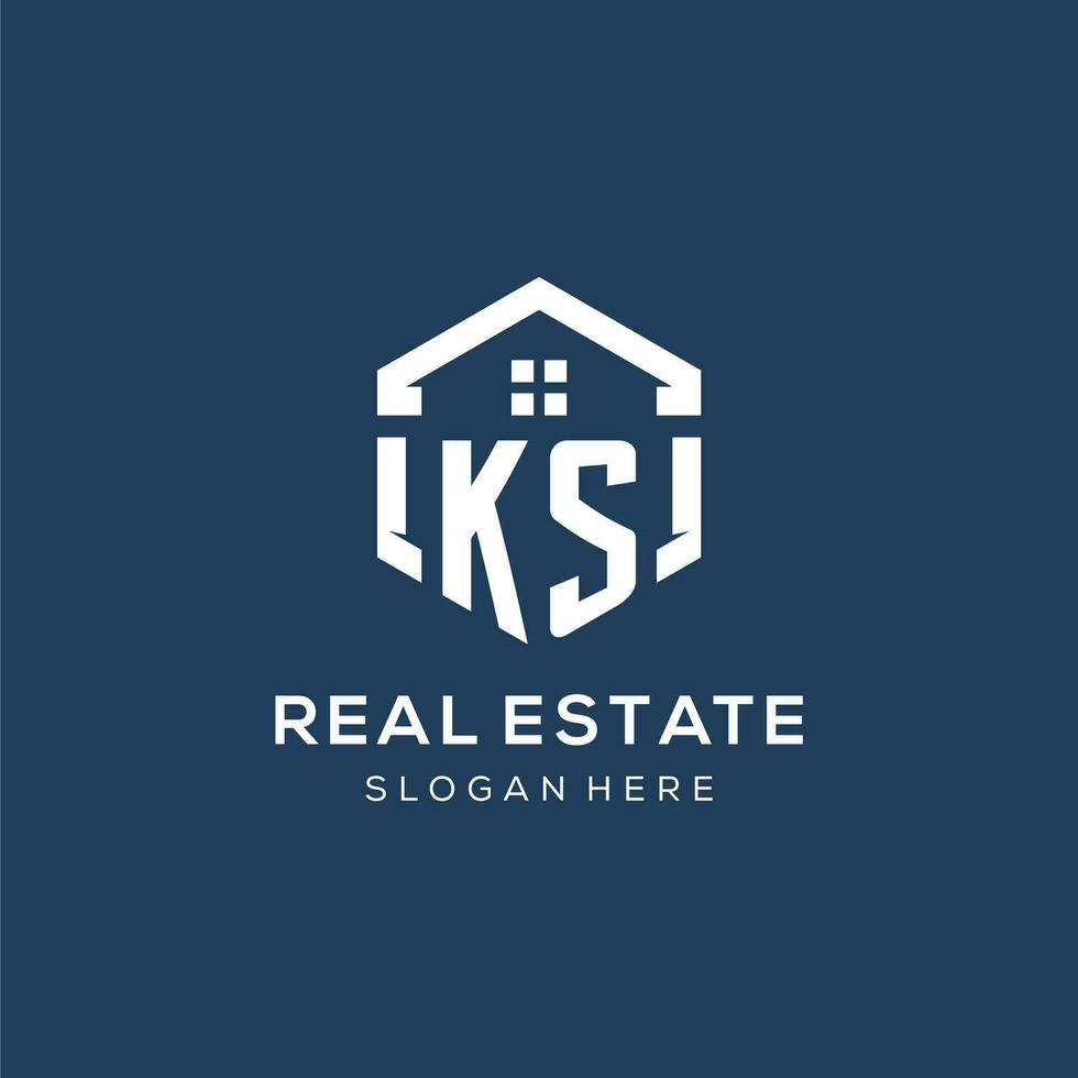 Letter KS logo for real estate with hexagon style vector