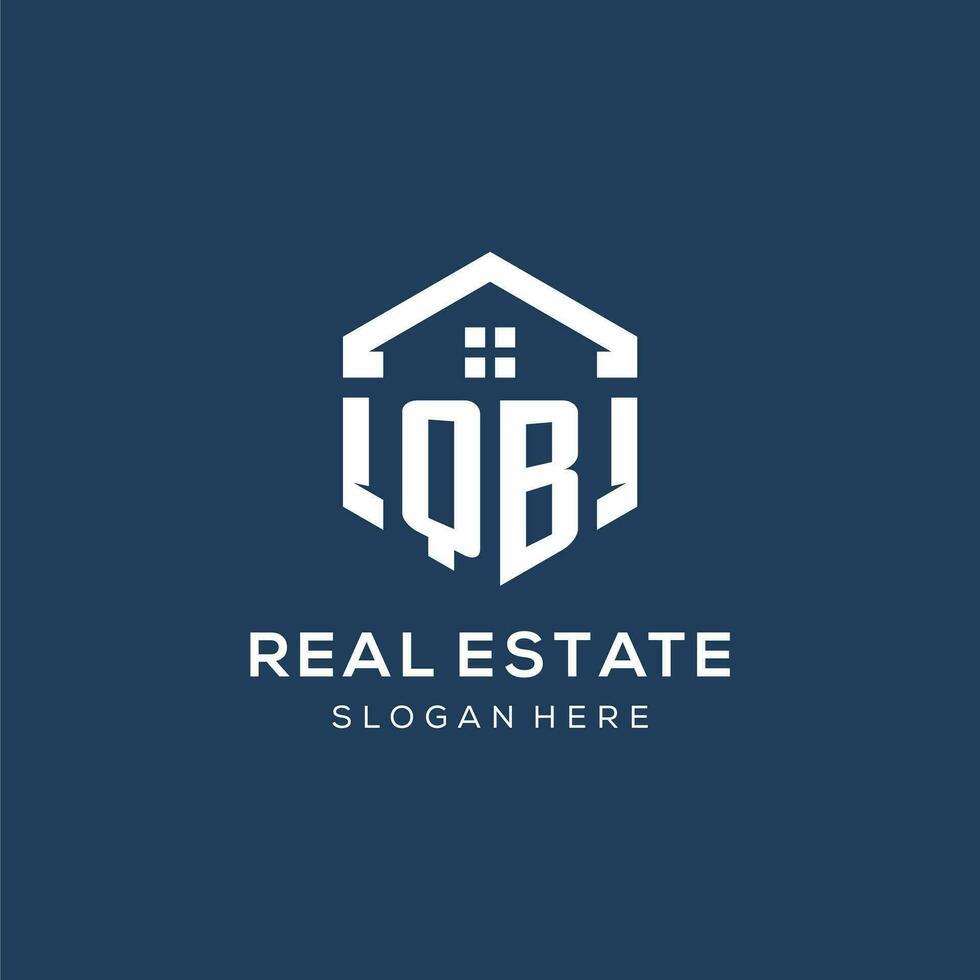Letter QB logo for real estate with hexagon style vector