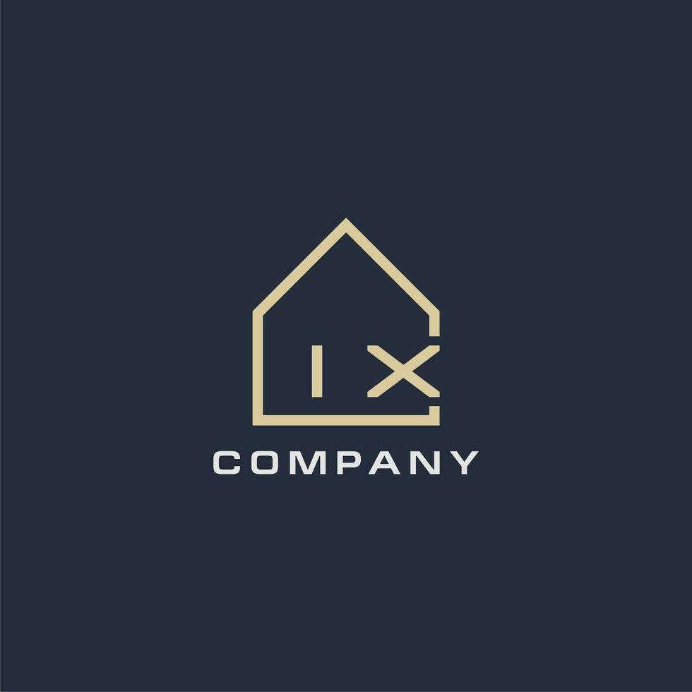 Initial letter IX real estate logo with simple roof style design ideas vector