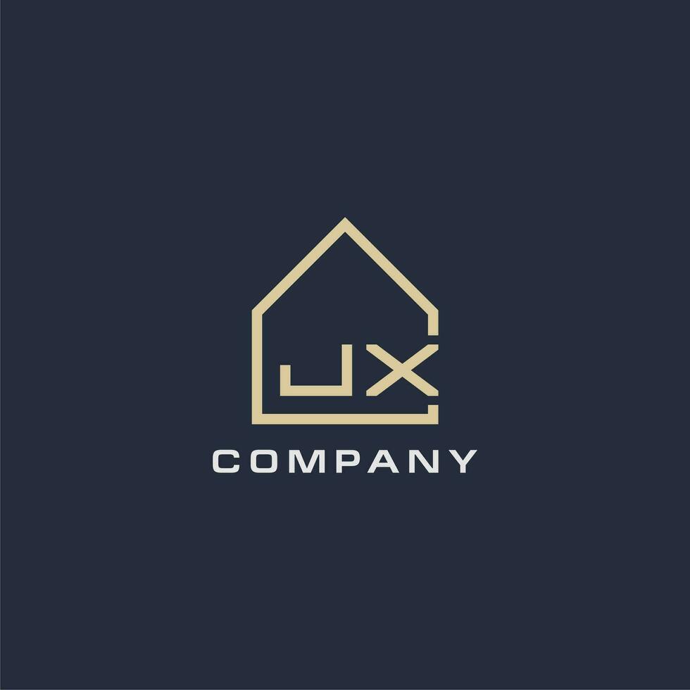 Initial letter JX real estate logo with simple roof style design ideas vector