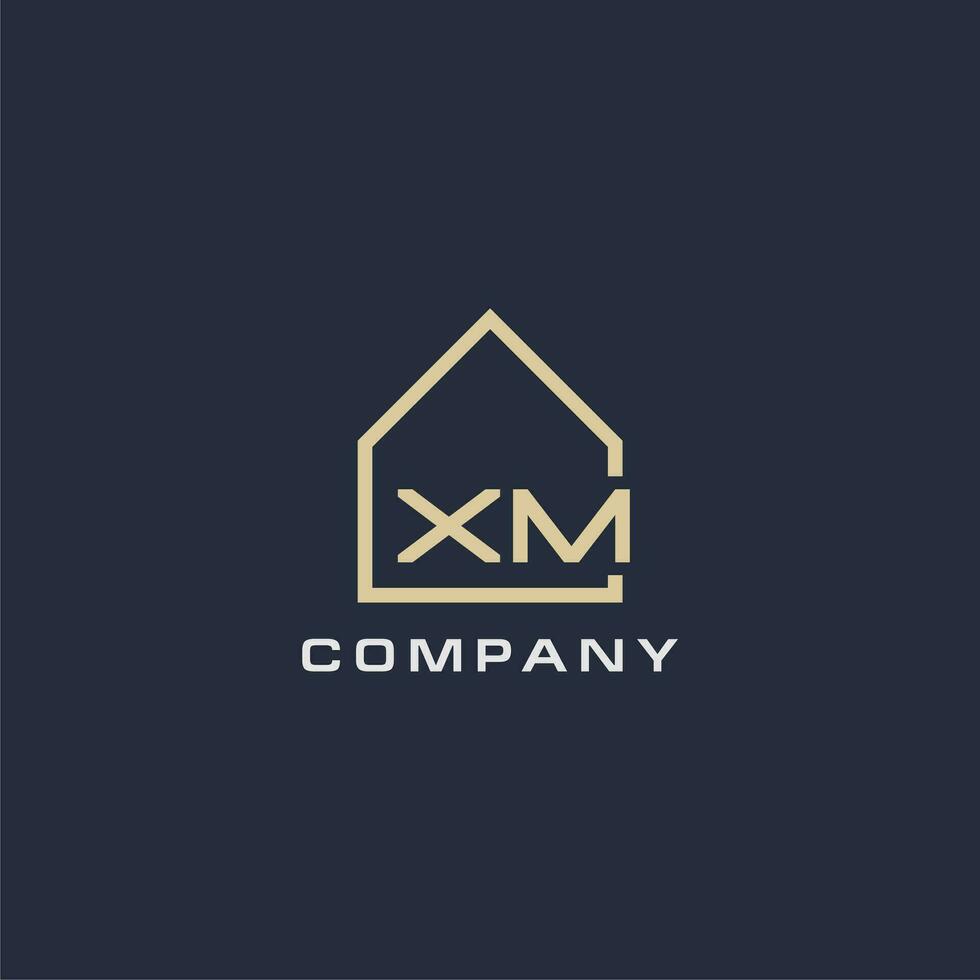 Initial letter XM real estate logo with simple roof style design ideas vector