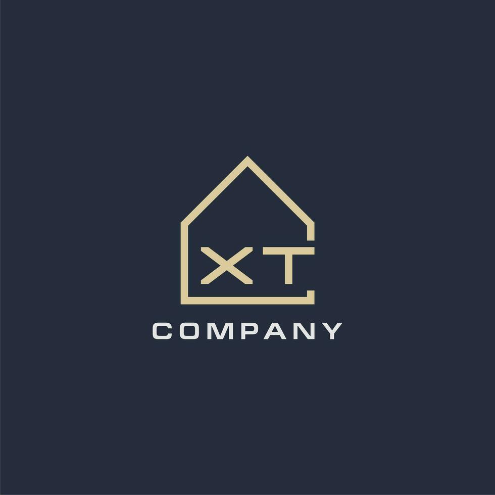 Initial letter XT real estate logo with simple roof style design ideas vector