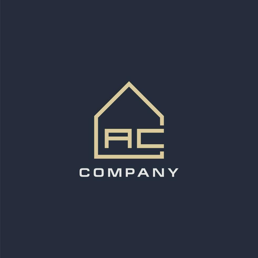 Initial letter AC real estate logo with simple roof style design ideas vector