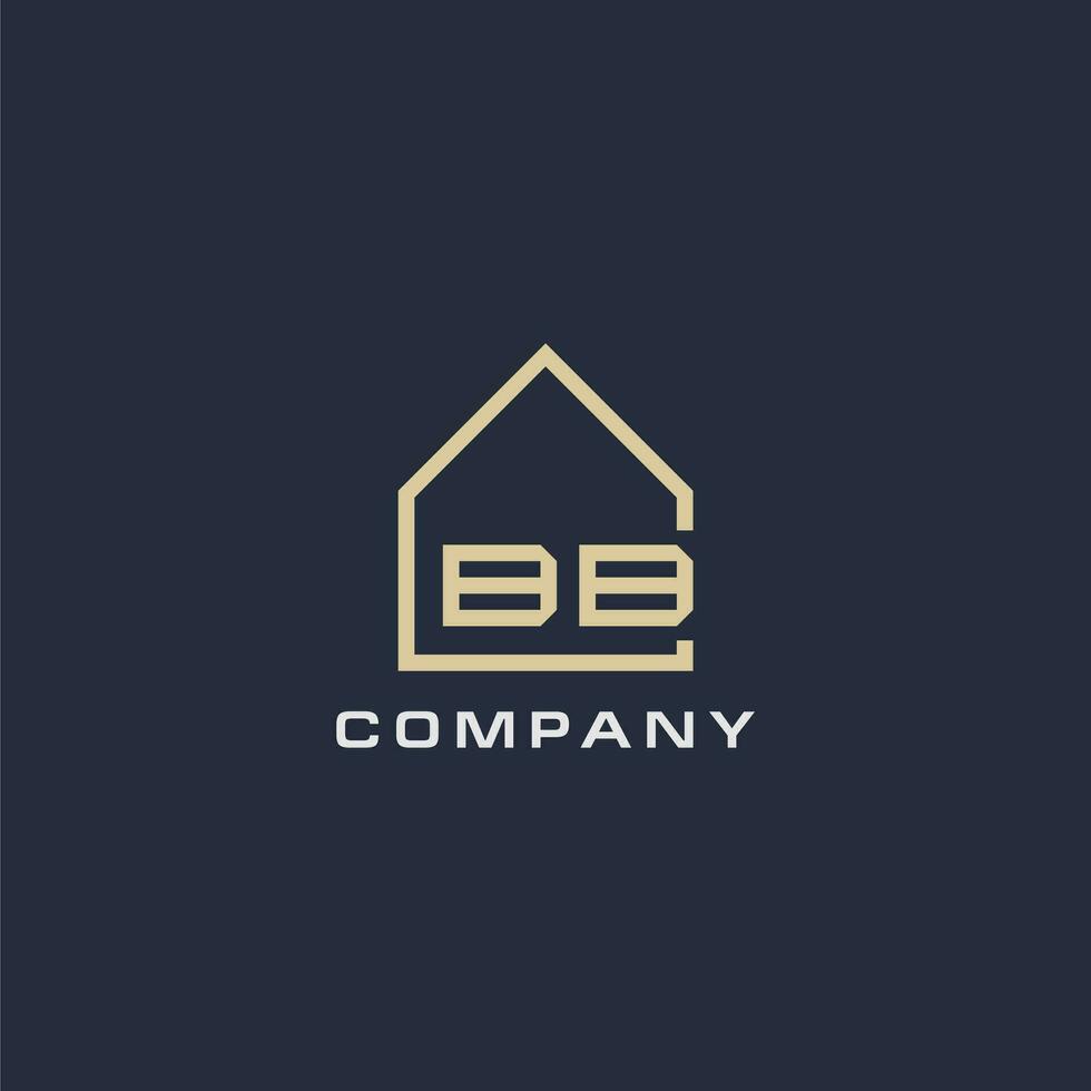 Initial letter BB real estate logo with simple roof style design ideas vector