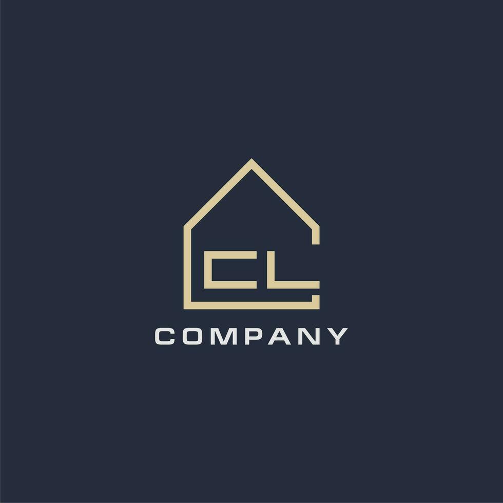 Initial letter CL real estate logo with simple roof style design ideas vector