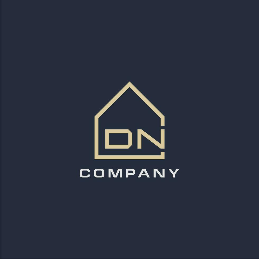 Initial letter DN real estate logo with simple roof style design ideas vector