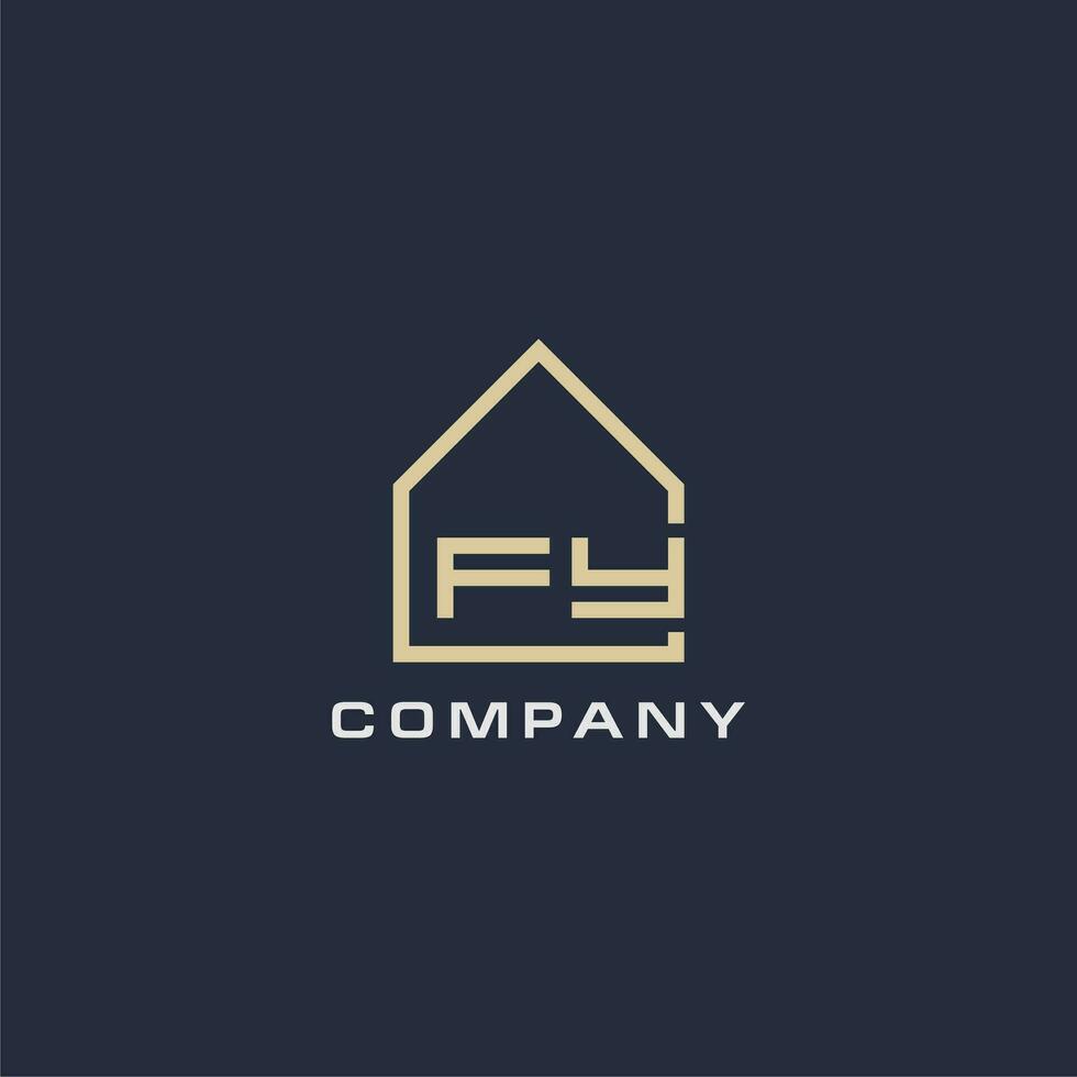 Initial letter FY real estate logo with simple roof style design ideas vector