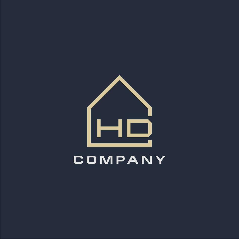 Initial letter HD real estate logo with simple roof style design ideas vector