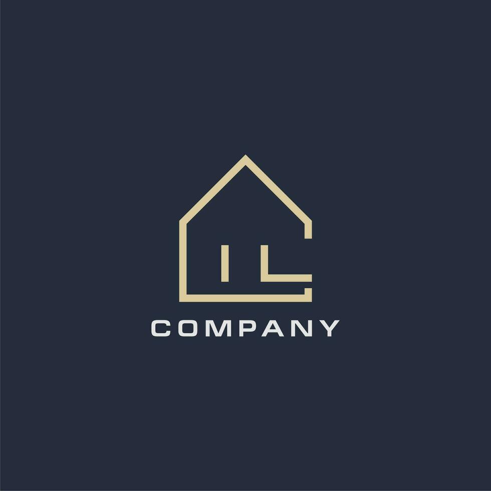 Initial letter IL real estate logo with simple roof style design ideas vector