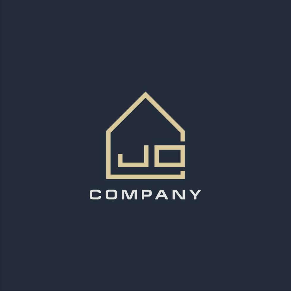 Initial letter JO real estate logo with simple roof style design ideas vector