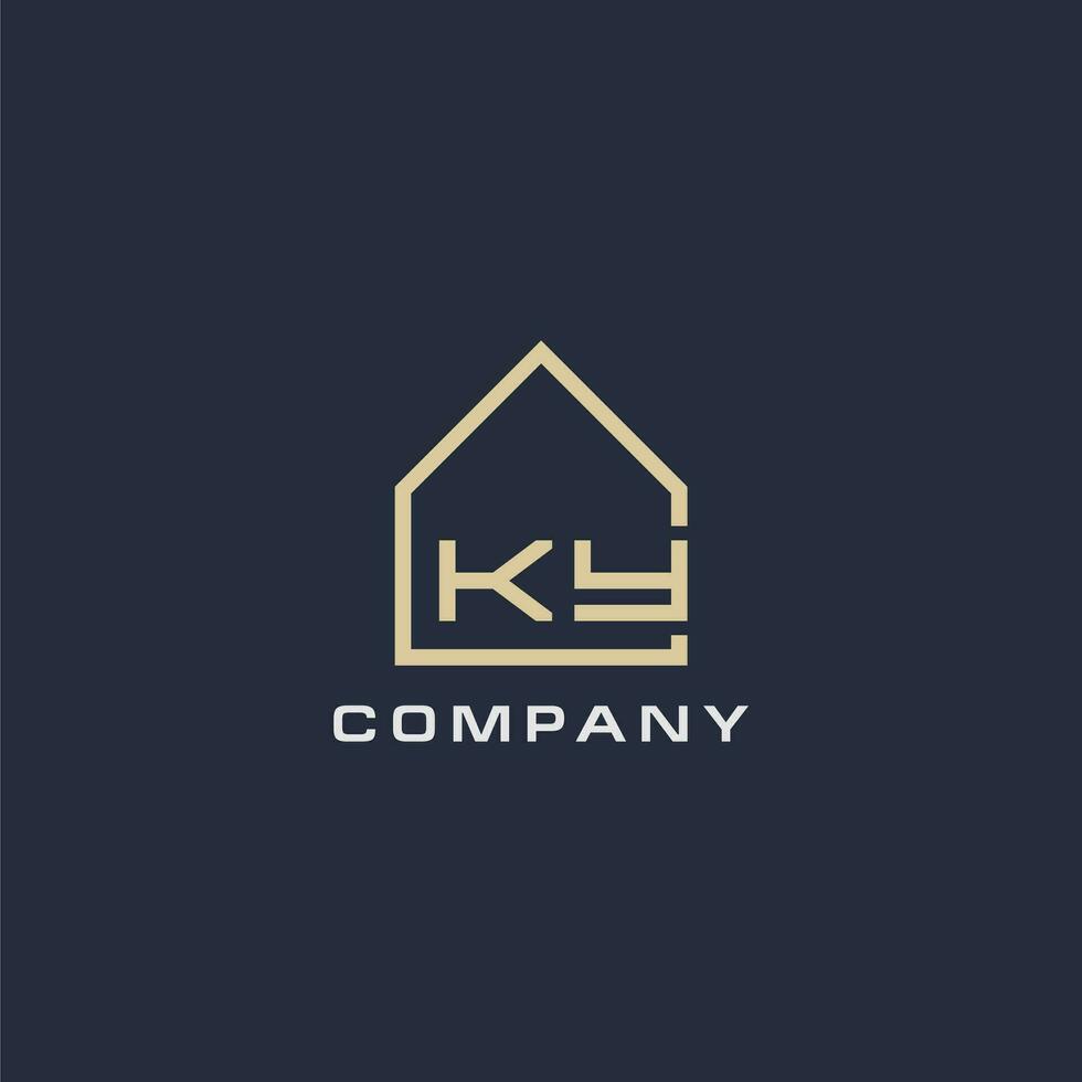 Initial letter KY real estate logo with simple roof style design ideas vector