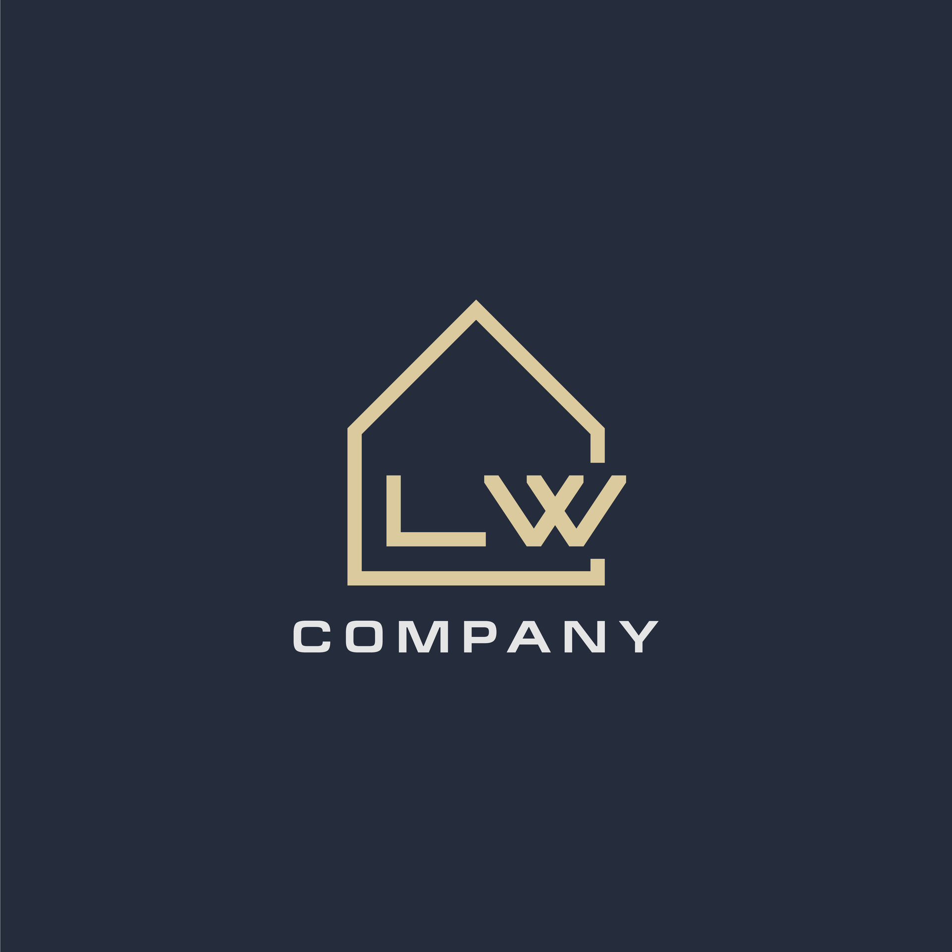 Initial letter LW real estate logo with simple roof style design ideas