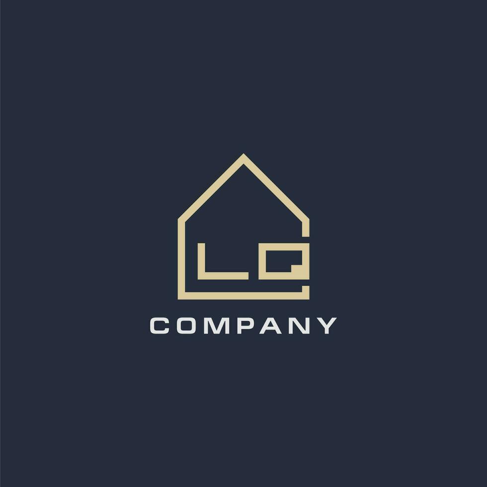 Initial letter LQ real estate logo with simple roof style design ideas vector