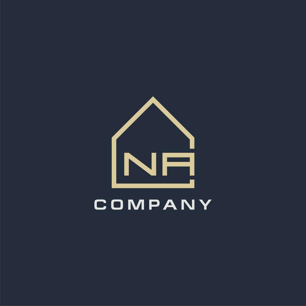 Initial letter NA real estate logo with simple roof style design ideas vector