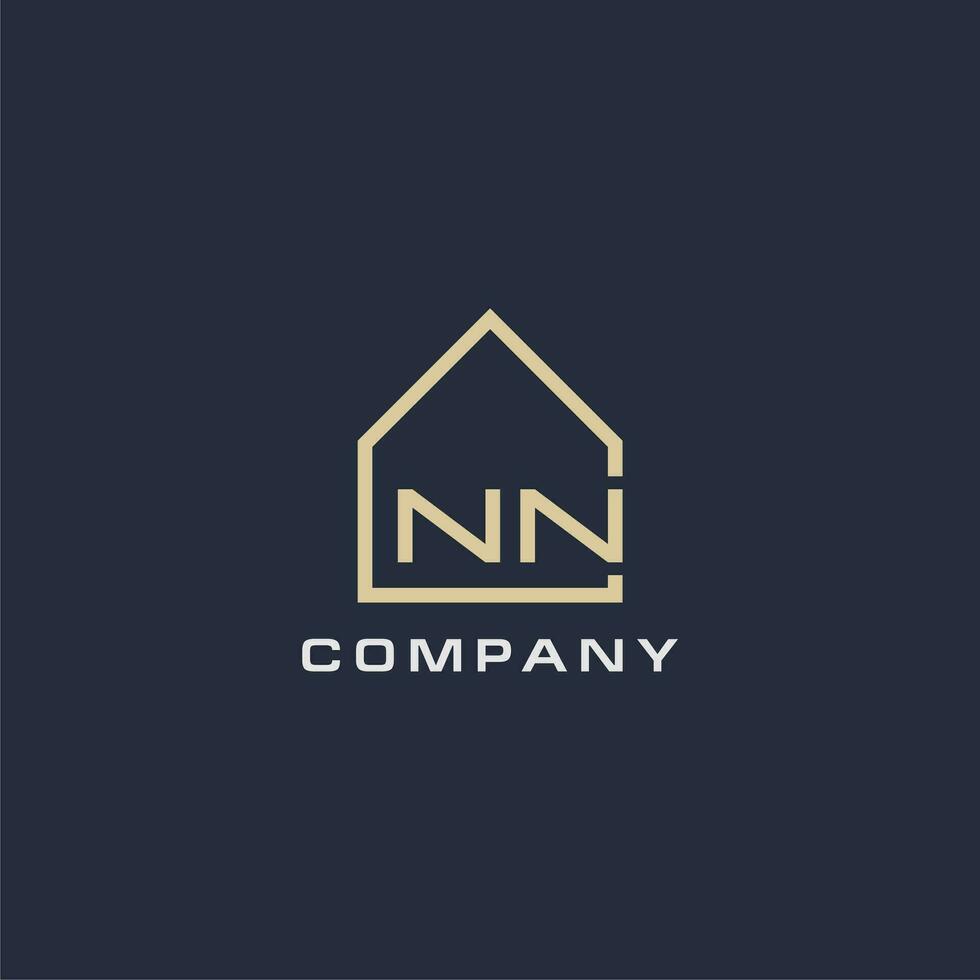 Initial letter NN real estate logo with simple roof style design ideas vector