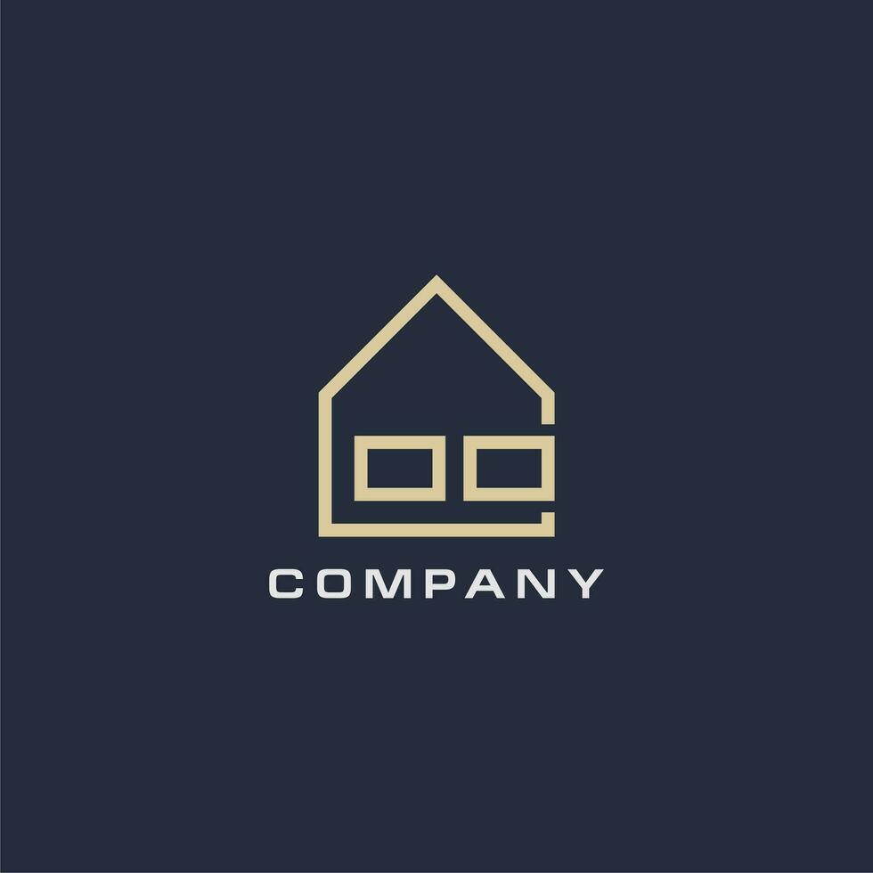 Initial letter OO real estate logo with simple roof style design ideas vector