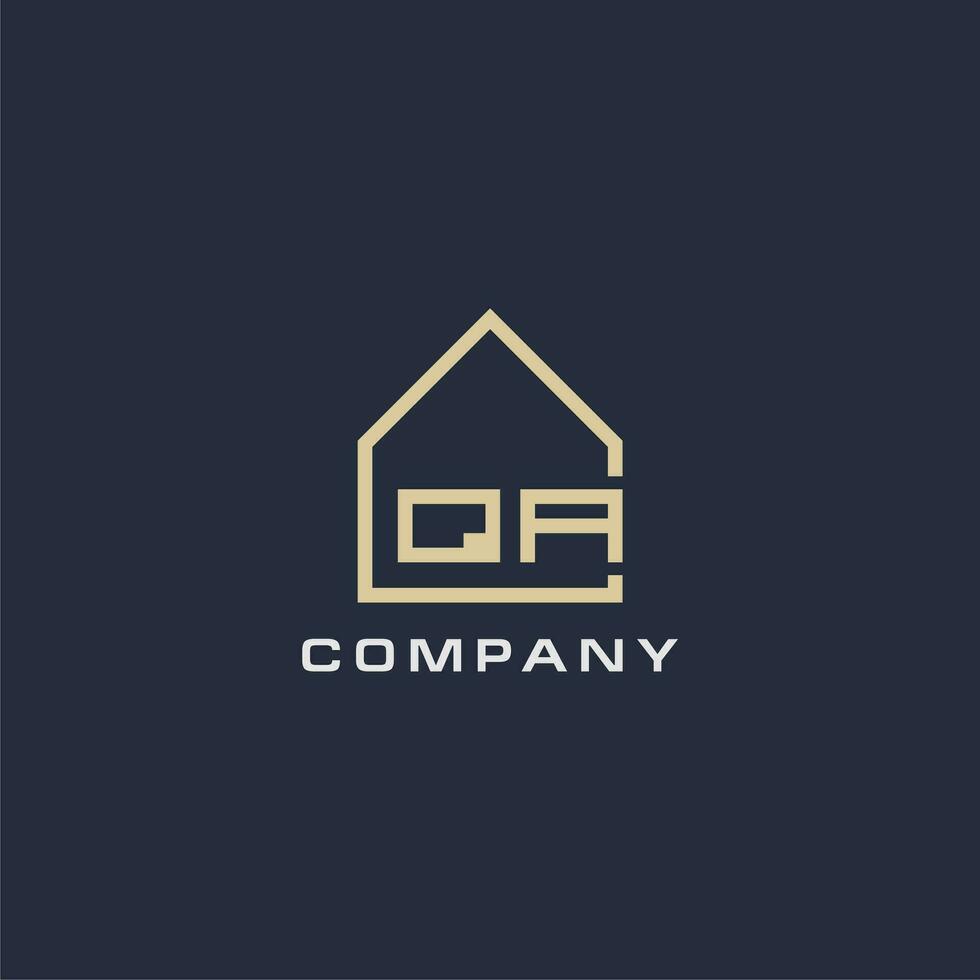 Initial letter QA real estate logo with simple roof style design ideas vector