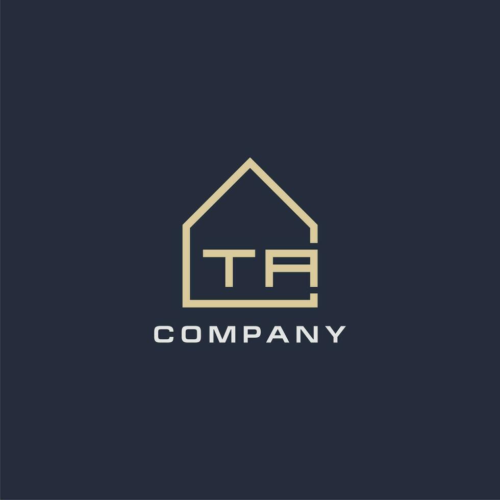 Initial letter TA real estate logo with simple roof style design ideas vector