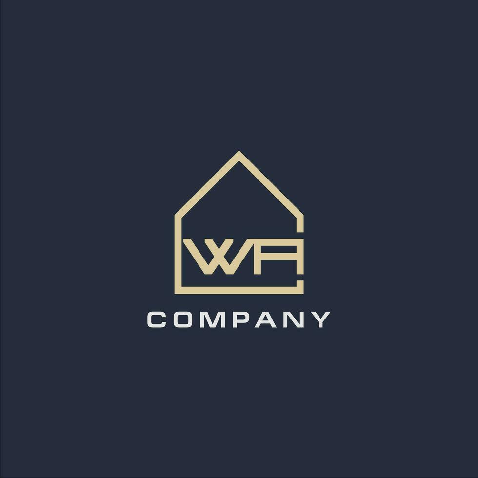 Initial letter WA real estate logo with simple roof style design ideas vector