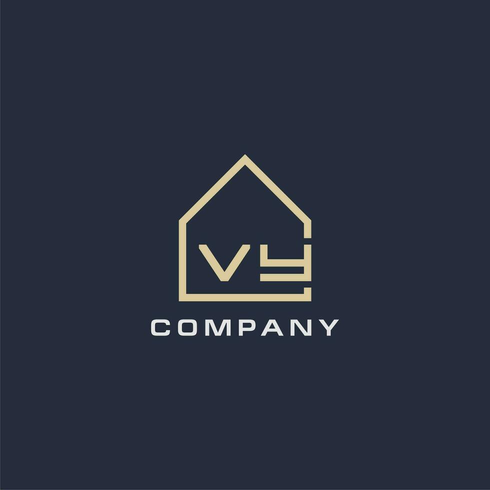 Initial letter VY real estate logo with simple roof style design ideas vector