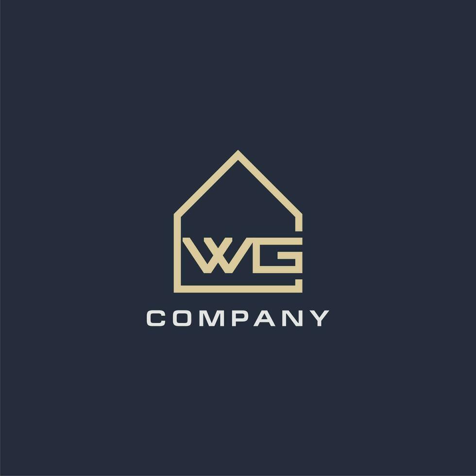 Initial letter WG real estate logo with simple roof style design ideas vector