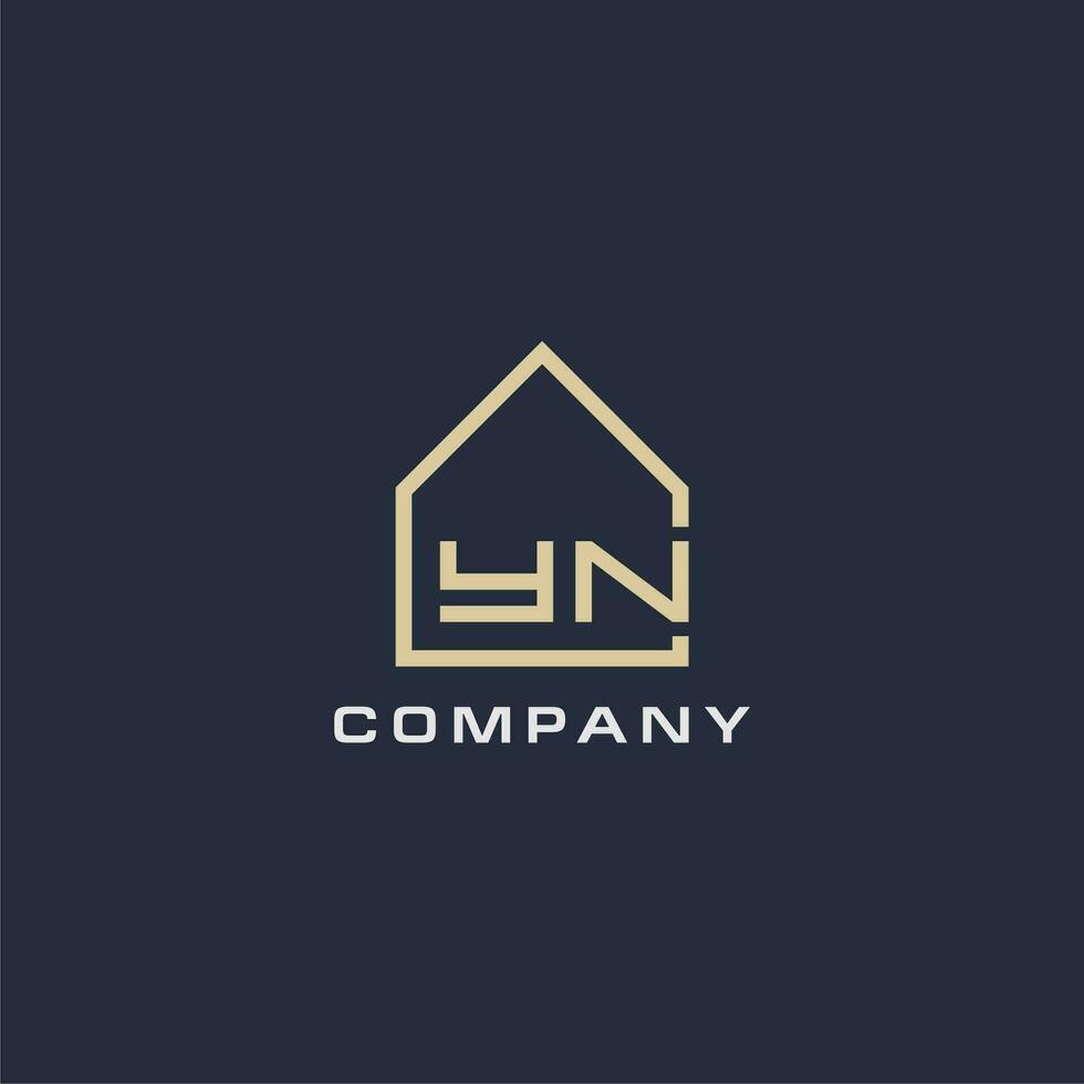 Initial letter YN real estate logo with simple roof style design ideas vector