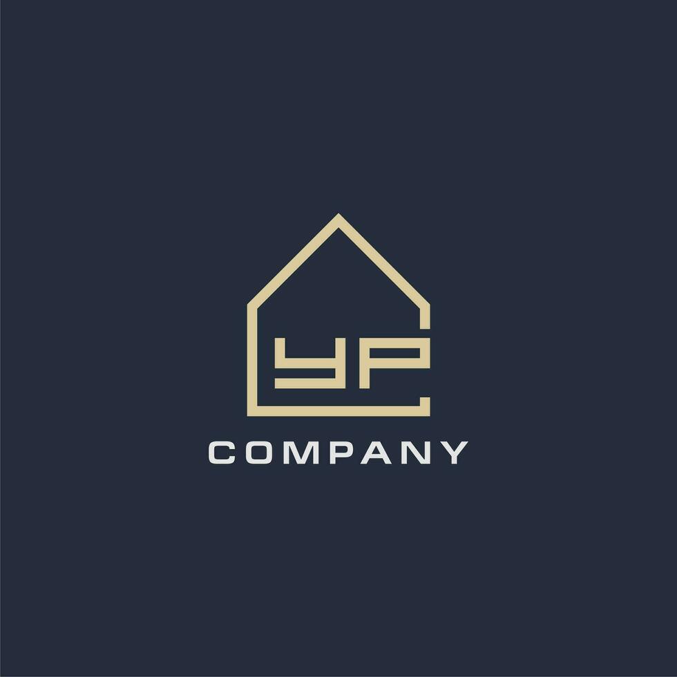 Initial letter YP real estate logo with simple roof style design ideas vector