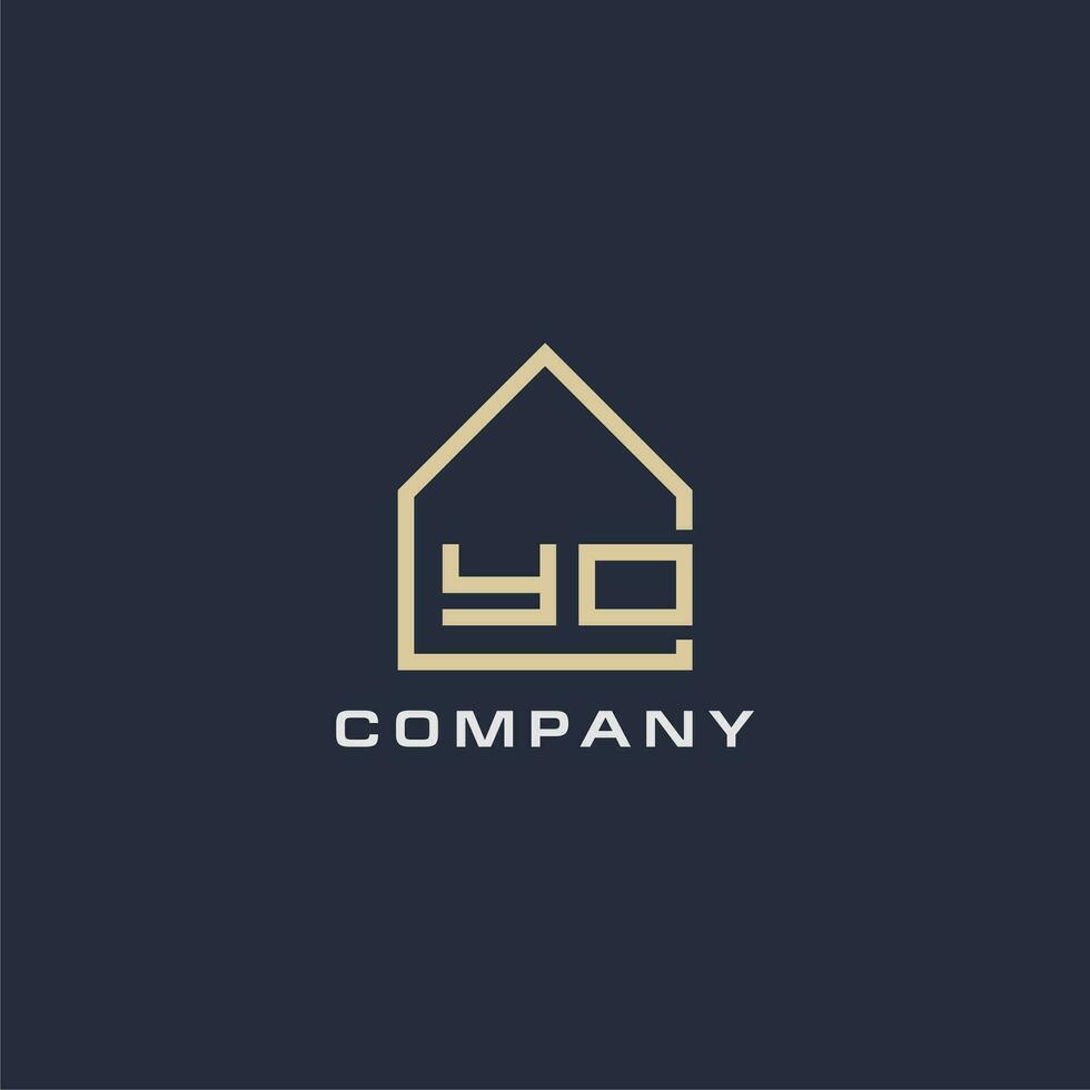 Initial letter YO real estate logo with simple roof style design ideas vector