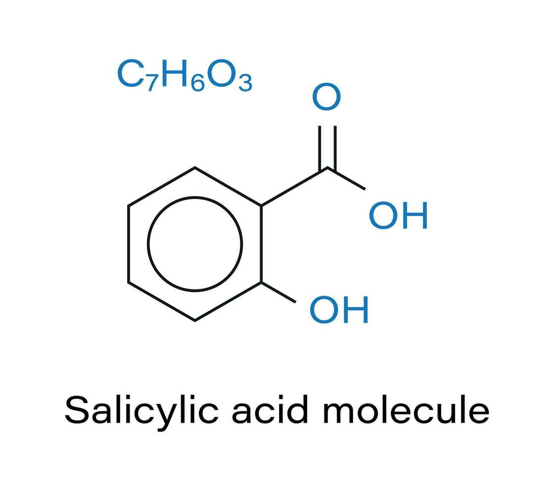 salicílico ácido molécula químico estructural fórmula vector ilustración. usado en dermatológico medicamentos, productos cosméticos etc.