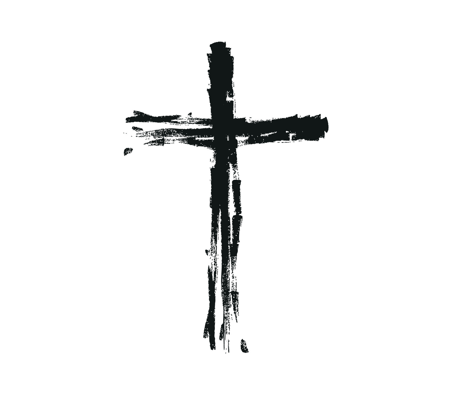 Hand drawn cross sign. The cross is made with a brush, vector cross