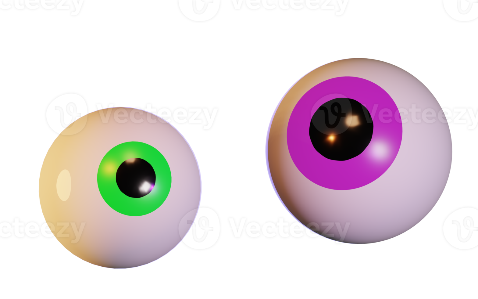 3d render of two eyeballs. Halloween celebration concept. Isolated element png