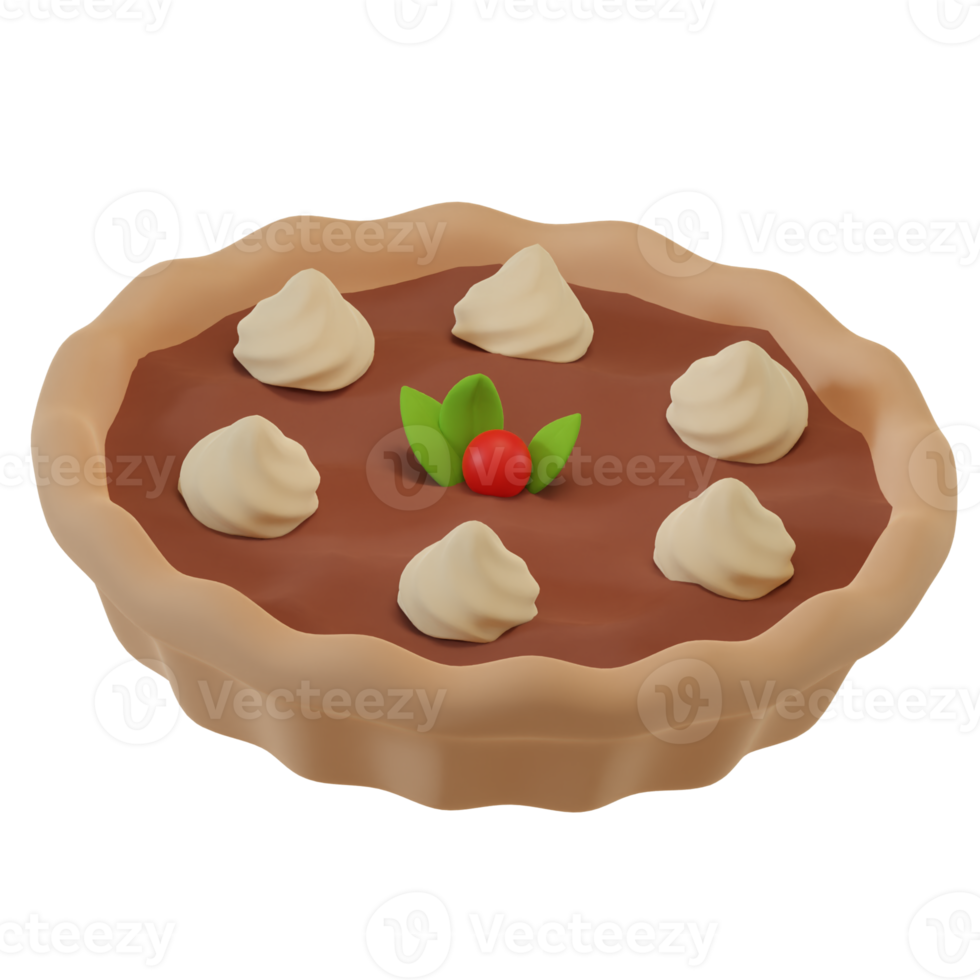 3D Render of Berry Pie Cake with cream in Cartoon Style. Food Concept Illustration png