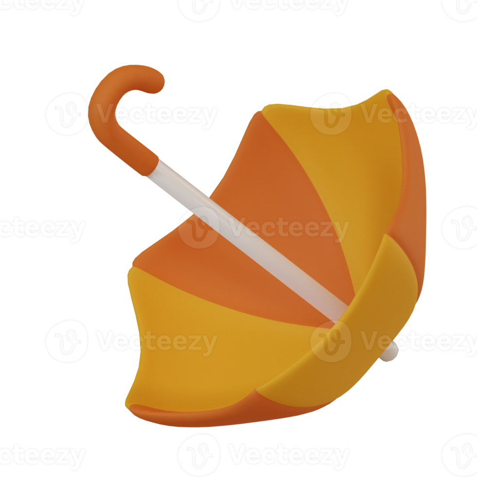 3D Render Illustration of Umbrella in Cartoon Style. Autumn Concept png