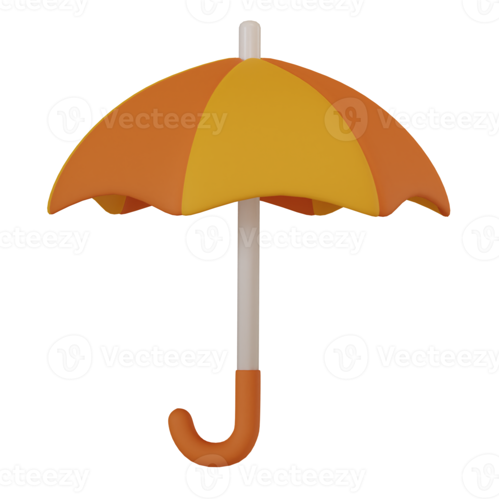 3D Render Illustration of Umbrella in Cartoon Style. Autumn Concept png