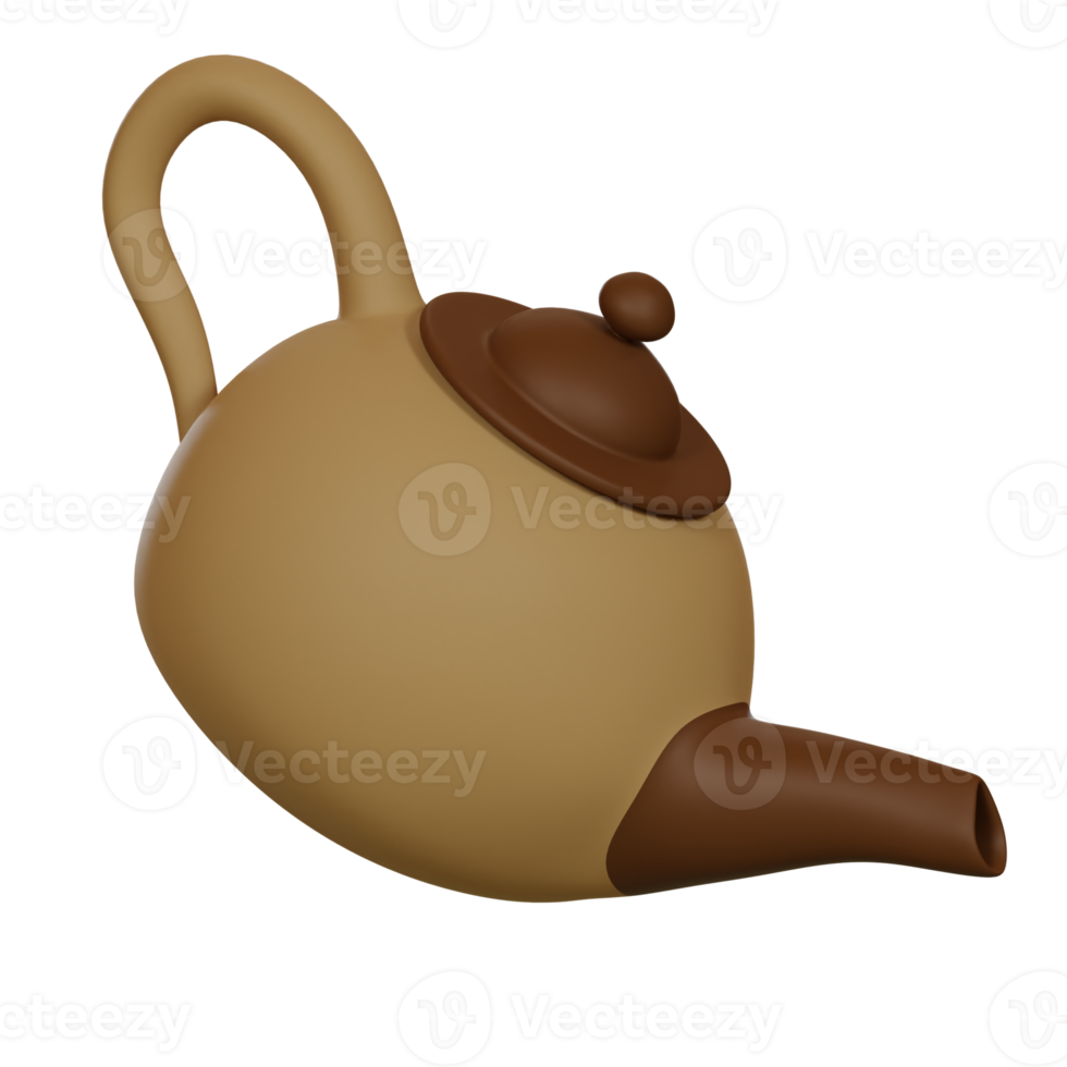 3D Render Illustration of Teapot in Cartoon Style. Cozy Autumn Concept png