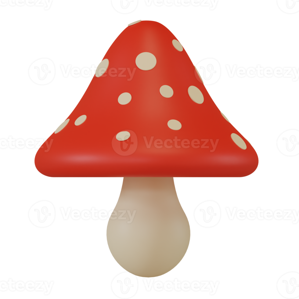 3D Render of Poison Red Mushroom in Cartoon Style. Autumn Concept Illustration png