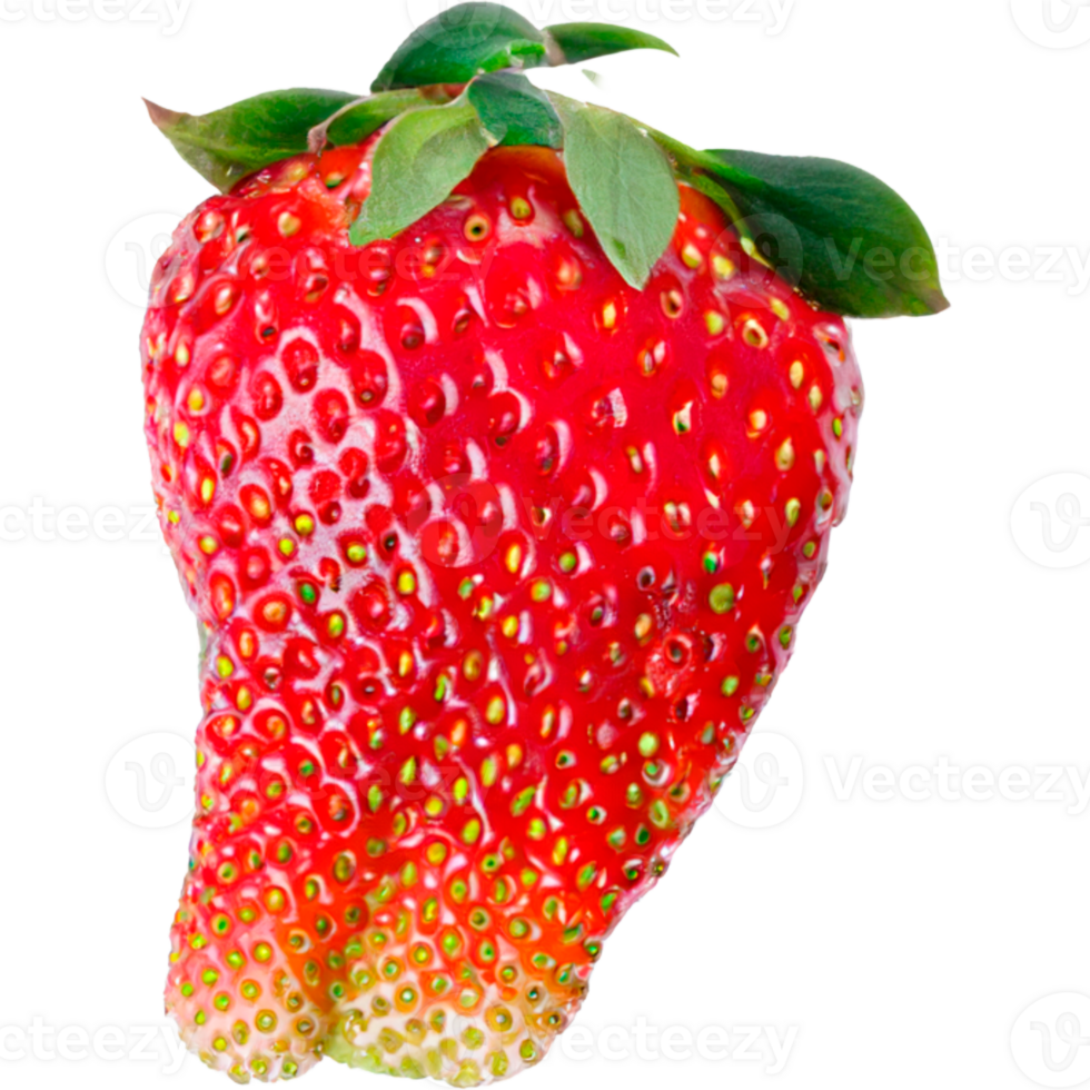 juicy red and green strawberry isolated image without background png
