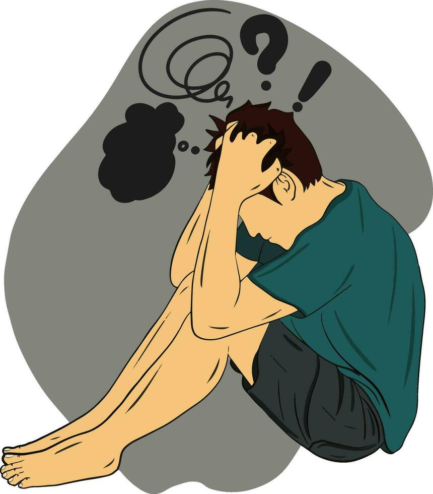 a man in drawing vector Mental disorder and chaos in the human mind, bipolar, disorder, mind, mental