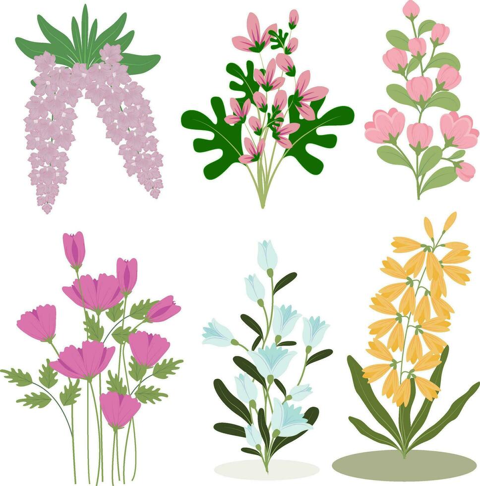 Floral arrangement vector set, cute drawings for illustration decoration and artwork design elements