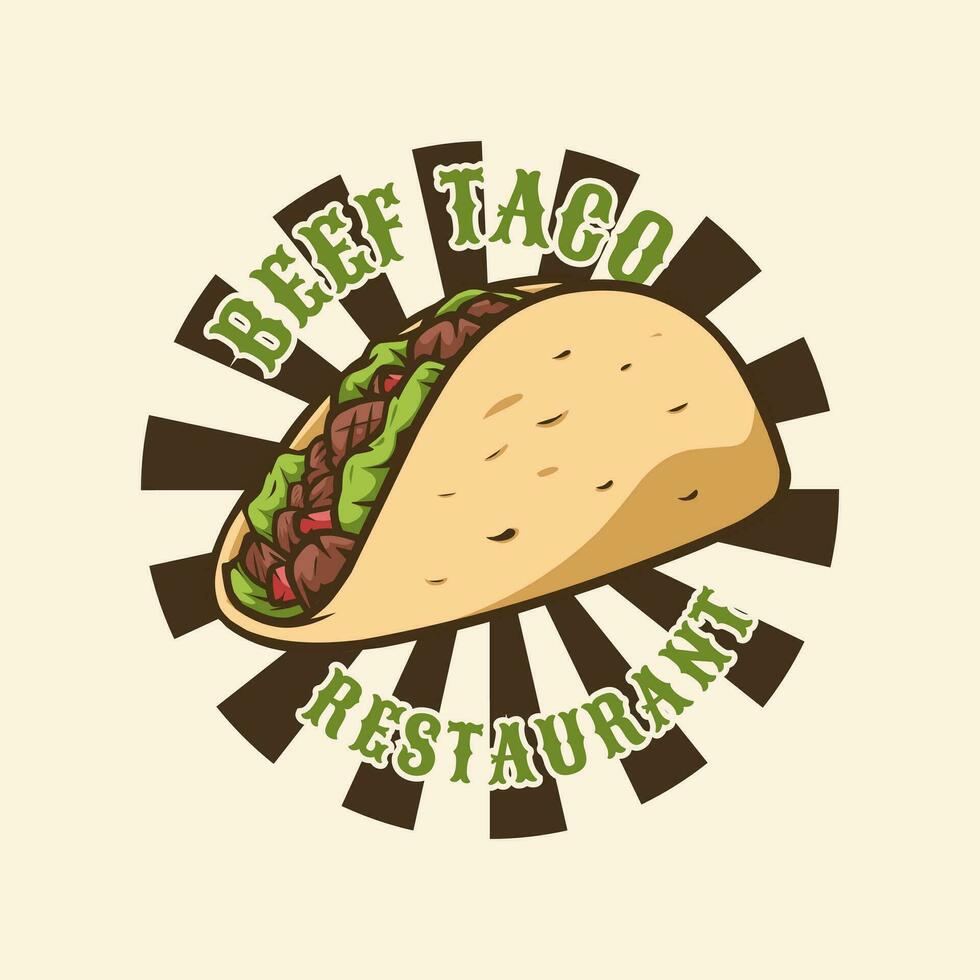 beef tacos logo template for restaurant and other uses vector