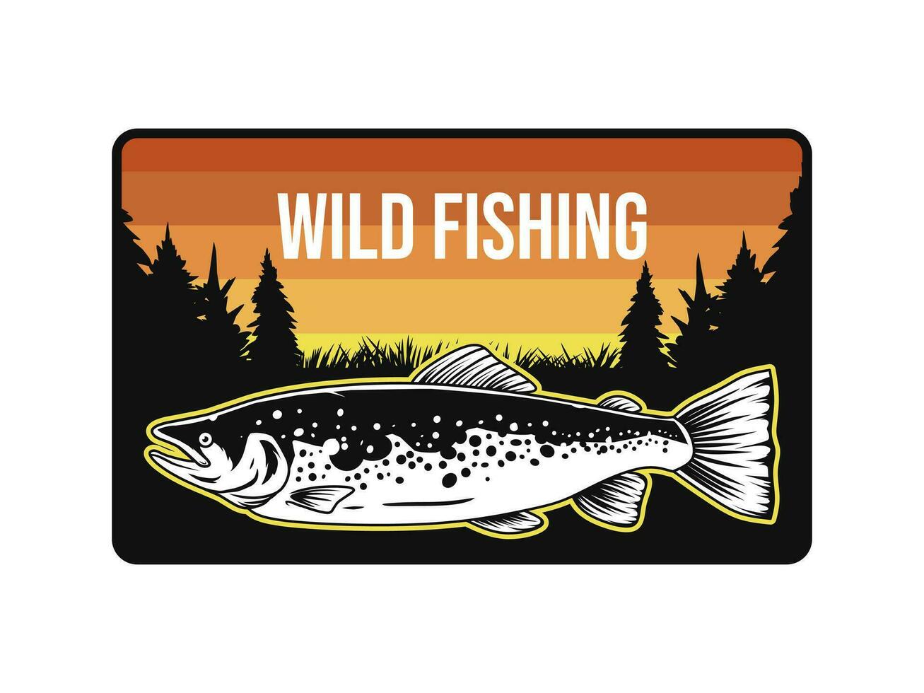 wild fishing badge logo design vector