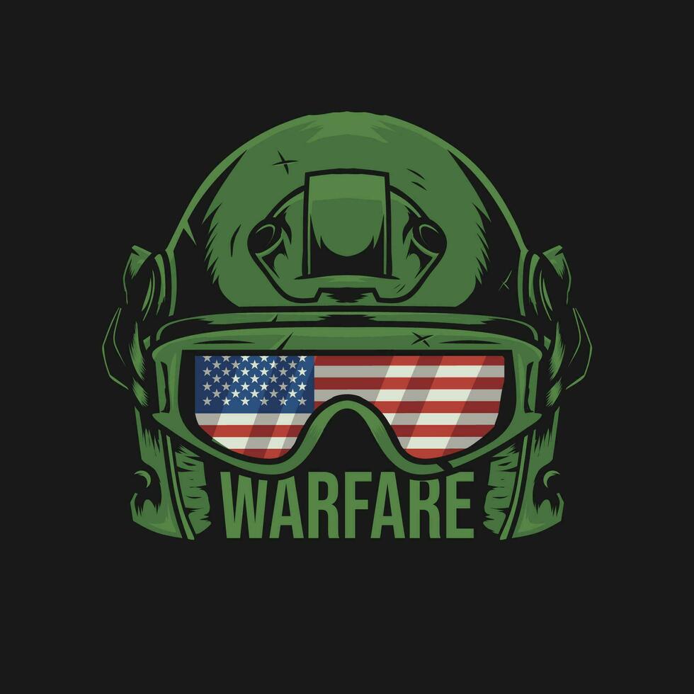 warfare helmet design with usa flag illustration vector