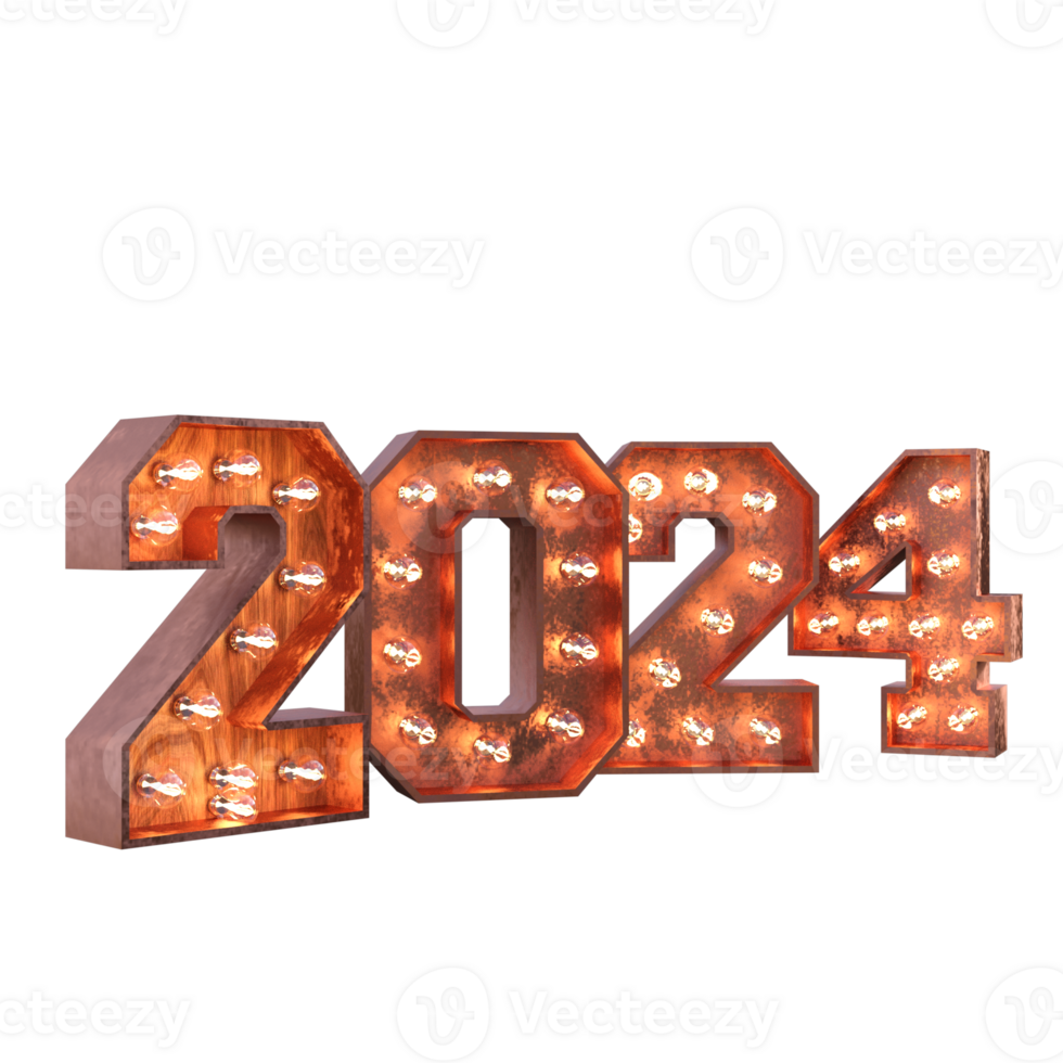 2024 texto isolado 3d png