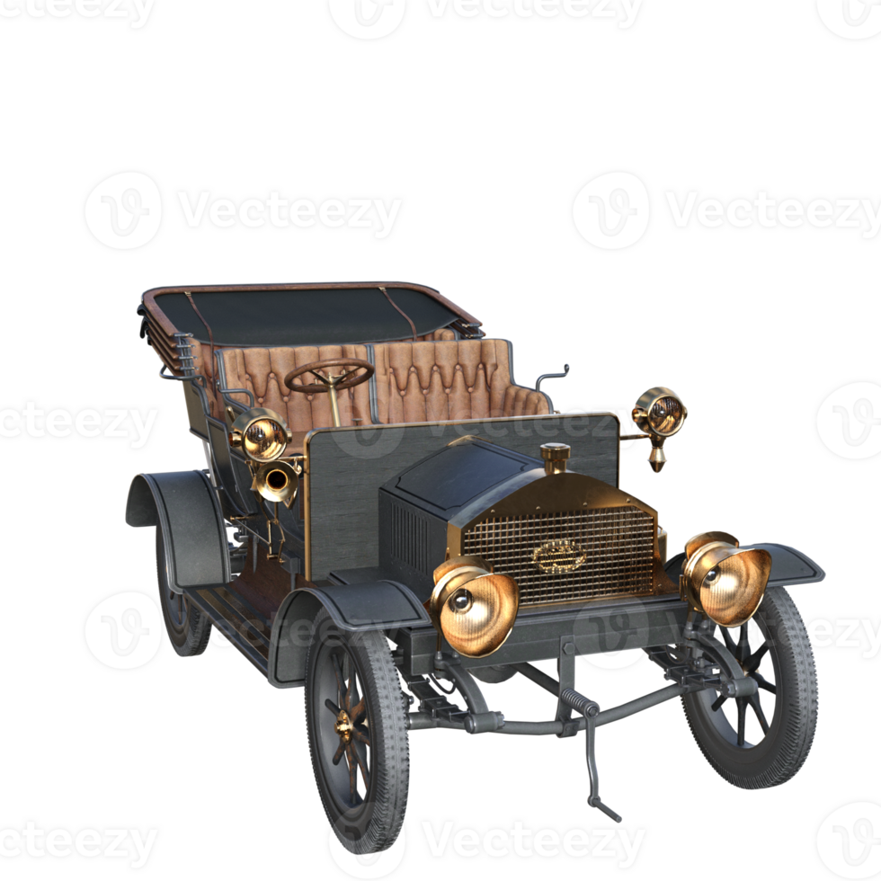 Old car transportation isolated 3D png