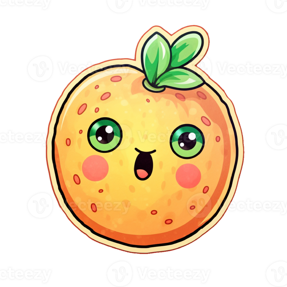 Cute Guava Sticker with Grinning Face png