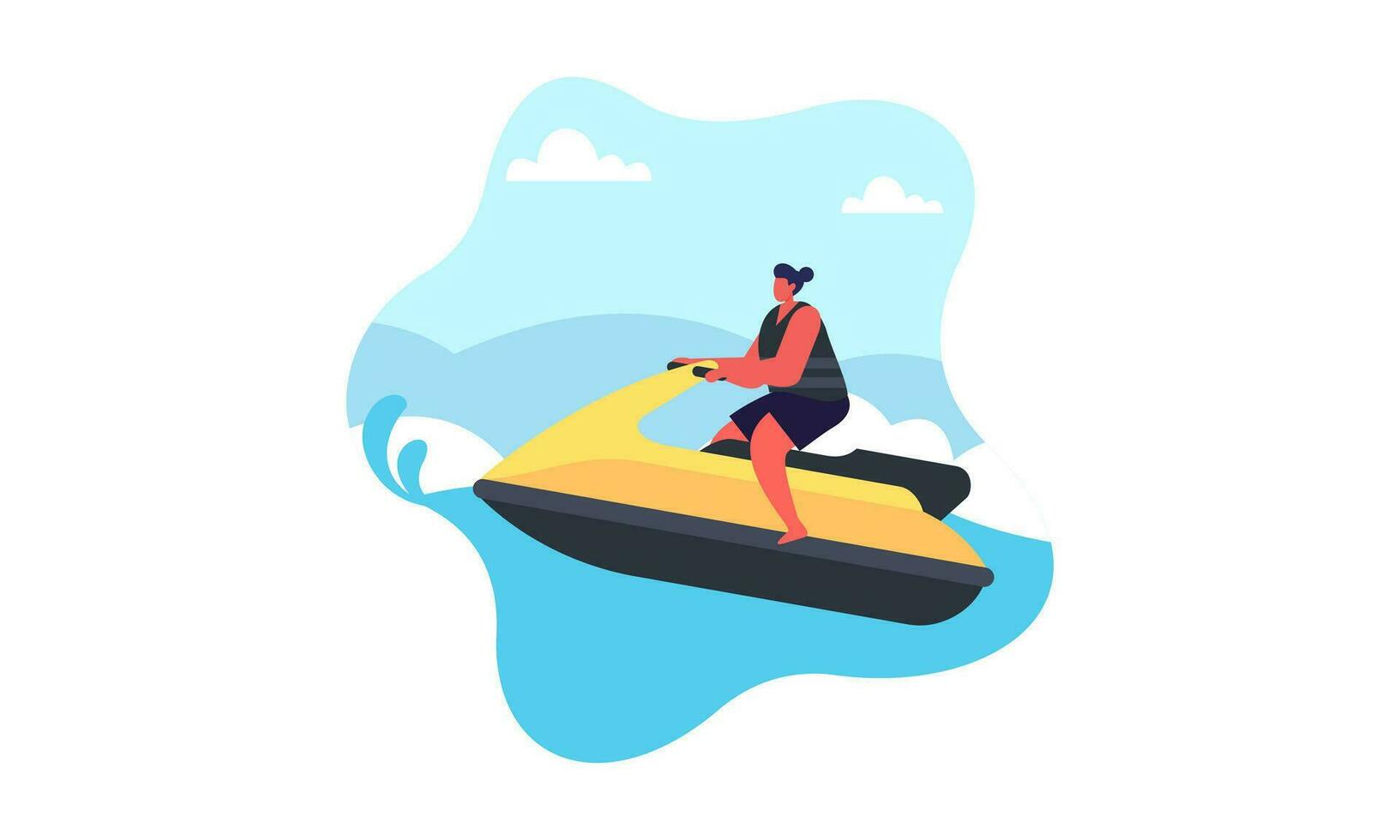People young riding a jet ski vector illustration
