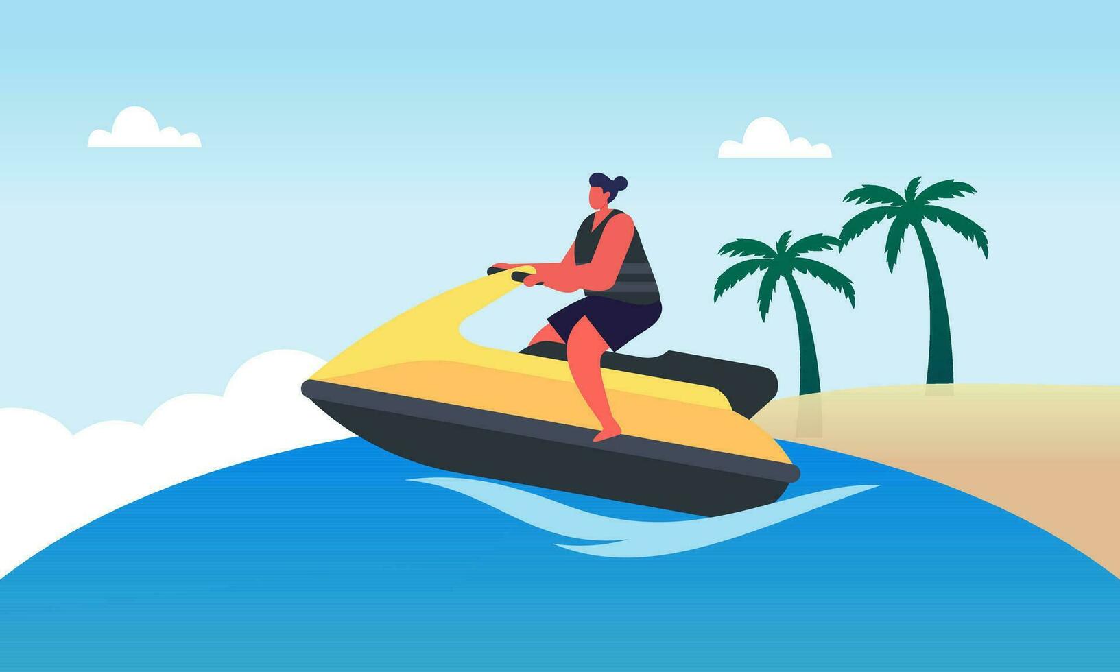 People young riding a jet ski vector illustration