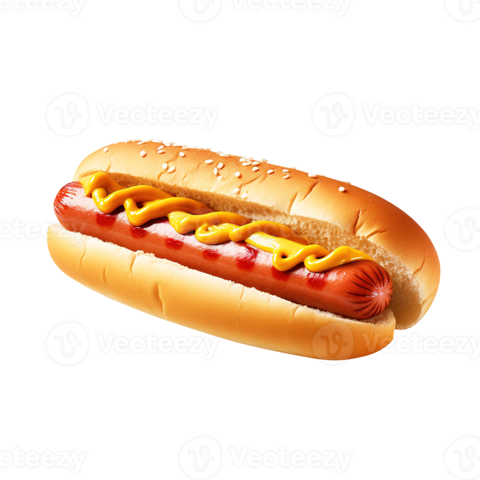 quente cachorro com mostarda e ketchup, criada com generativo ai png
