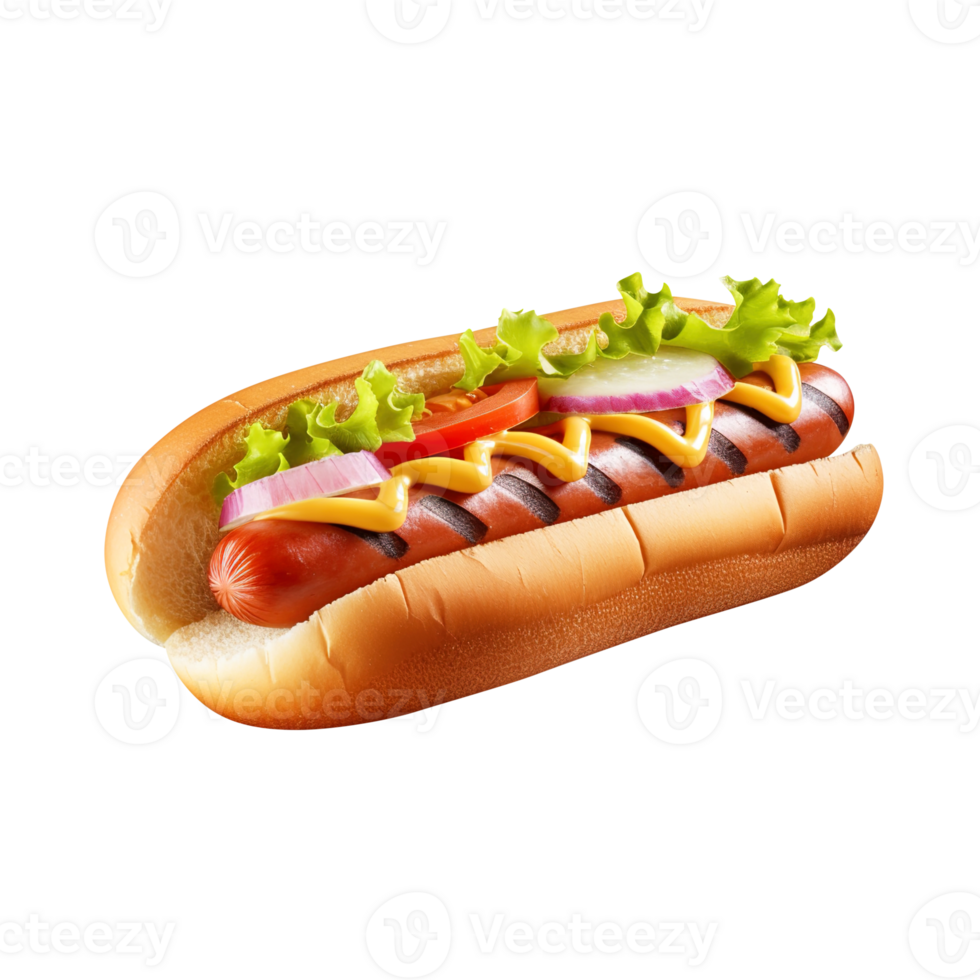 chaud chien avec moutarde et ketchup, établi avec génératif ai png