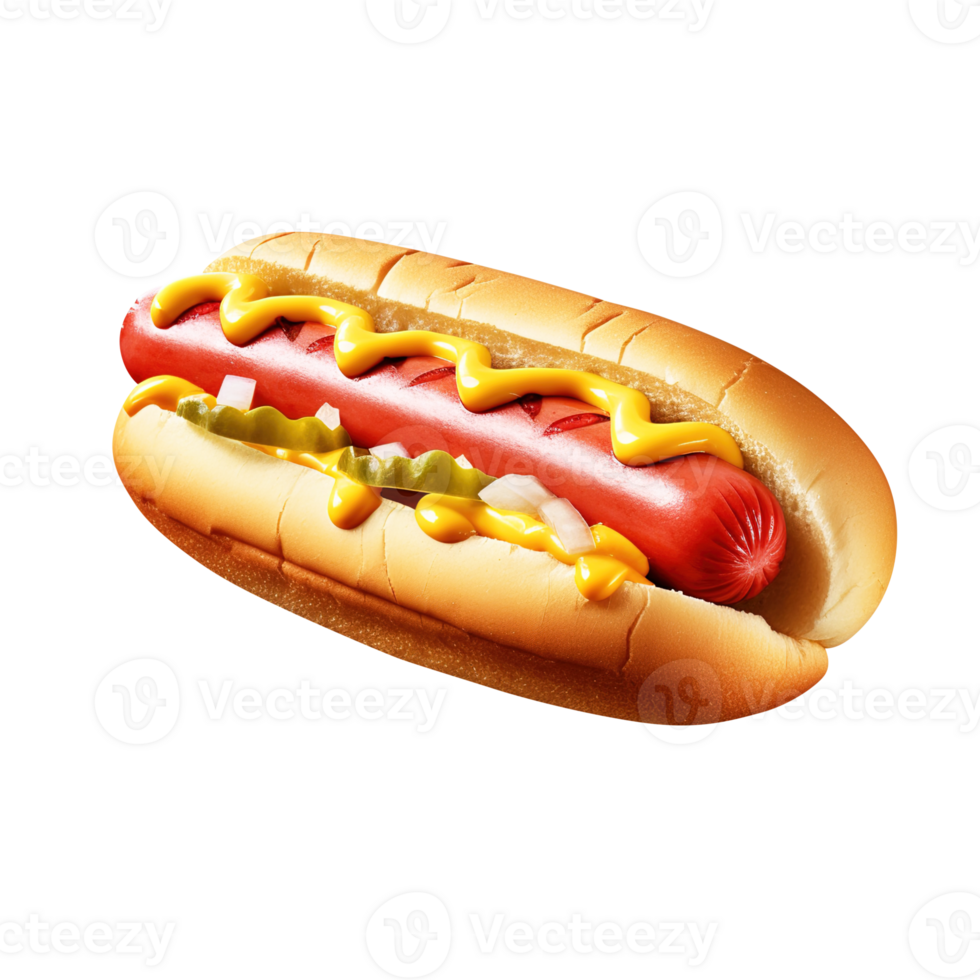 chaud chien avec moutarde et ketchup, établi avec génératif ai png